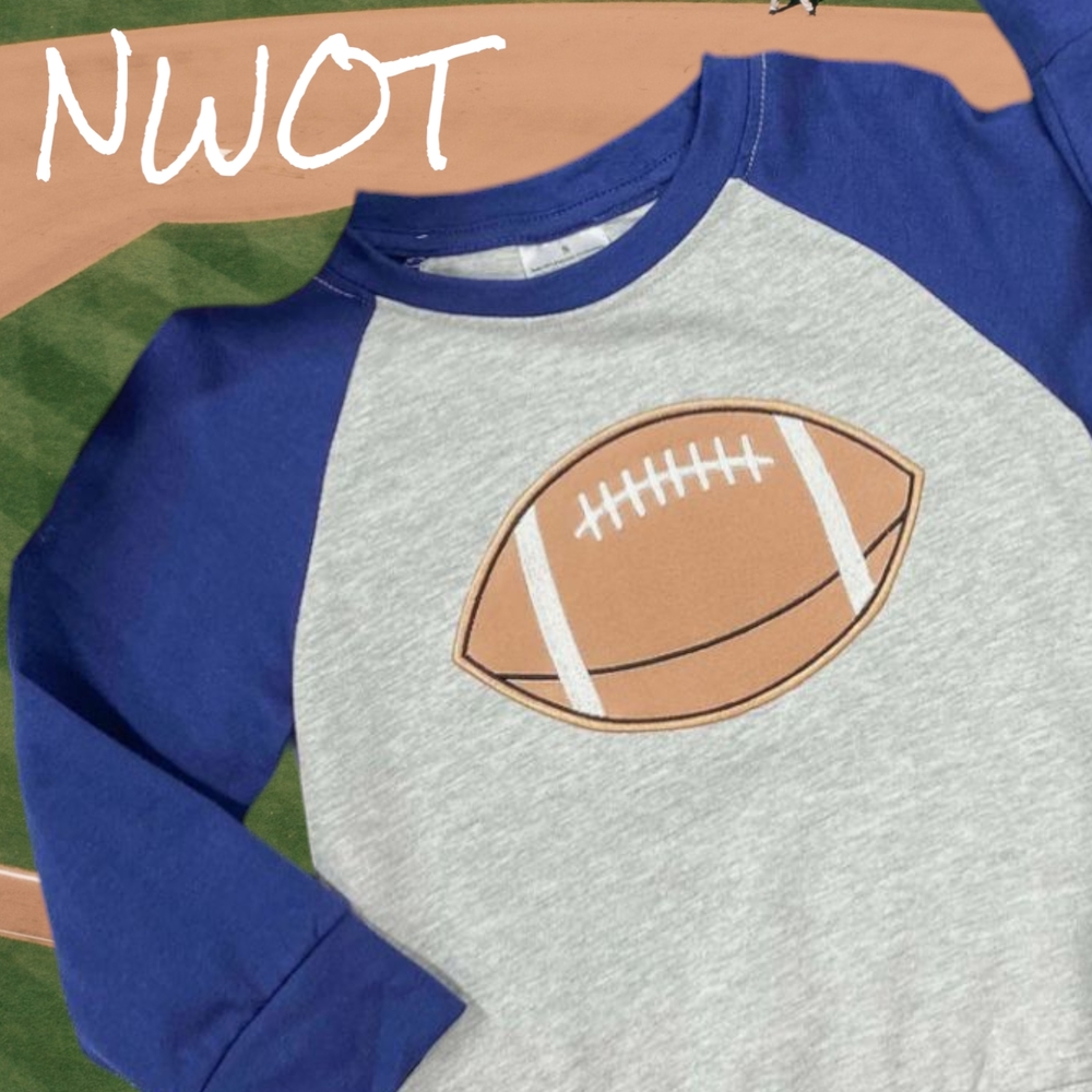 Blue and Gray Kids Raglan Shirt with Football Design